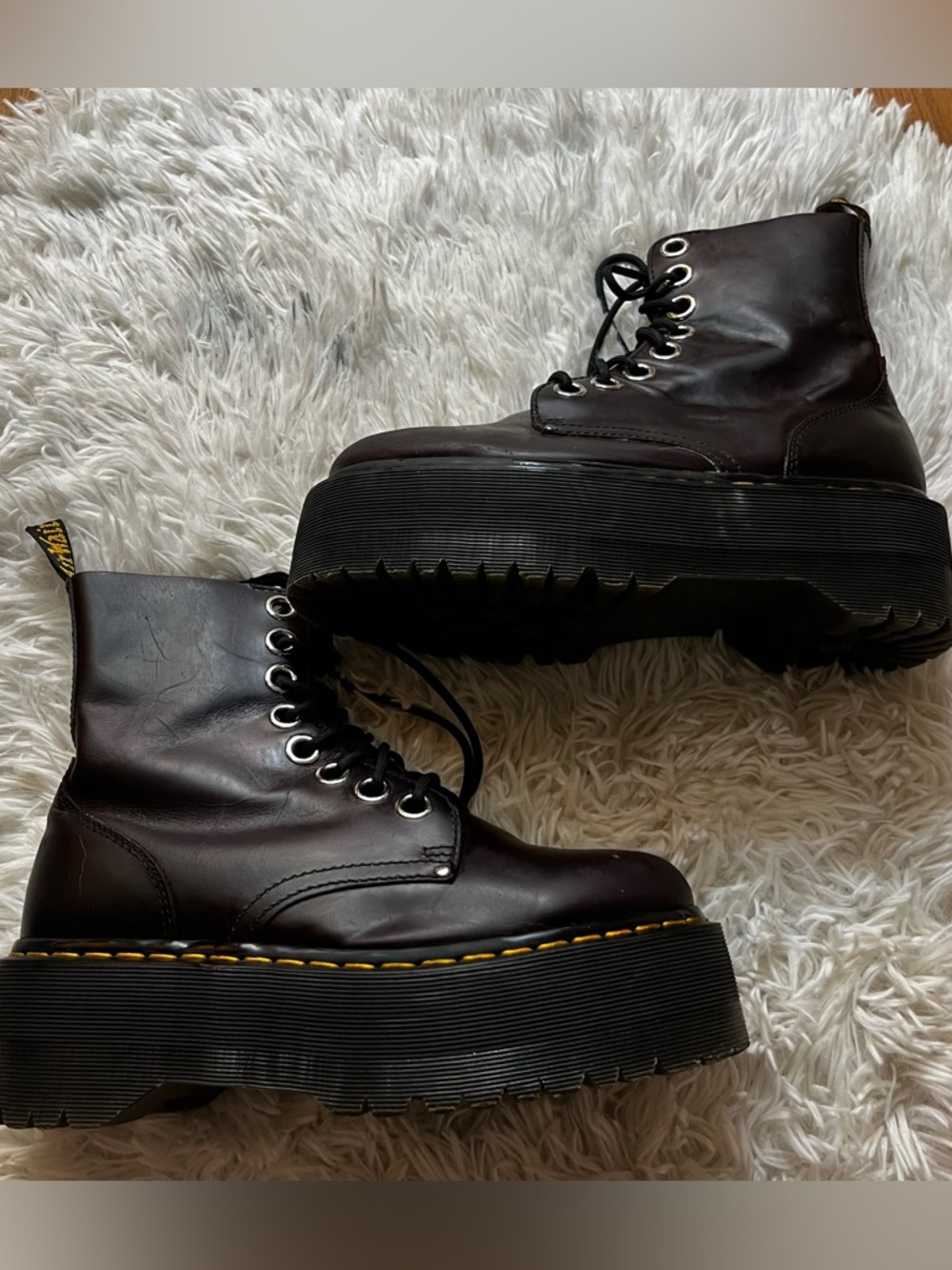Dr. Marten Jadon Max Leather Platform Boots in Oxblood Atlas - Picture 5 of 15